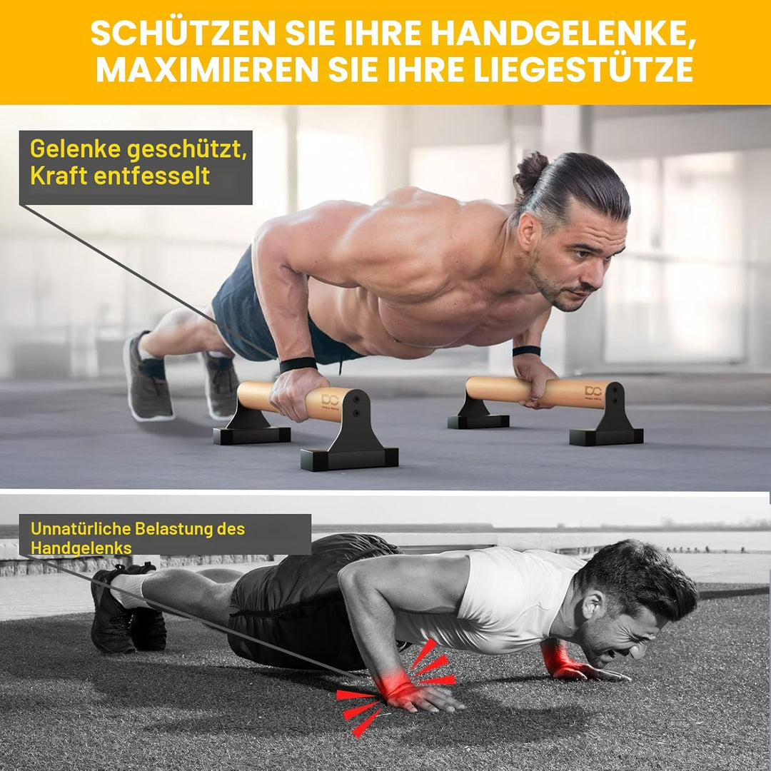 Double Circle Parallettes Liegestützgriffe mit Holzgriffen - Calisthenics Equipment - Rutschfeste Ba