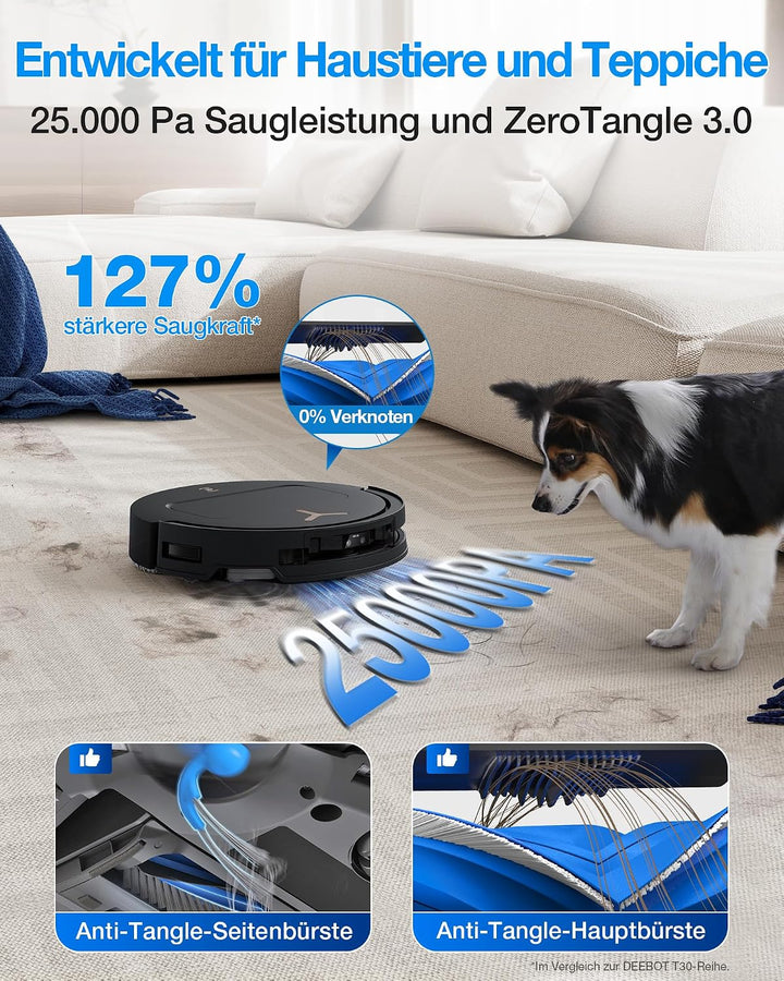 ECOVACS DEEBOT T50 PRO Omni Gen3 Saugroboter mit Wischfunktion, 25.000 Pa, AIVI 3D 3.0, autom. Zugab