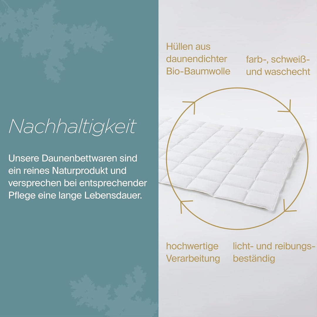 Daunenfee – Cassettendecke 200x200cm – mit Daunen & Federn – 8x8 Karos, 2cm Stege – Handarbeit Made