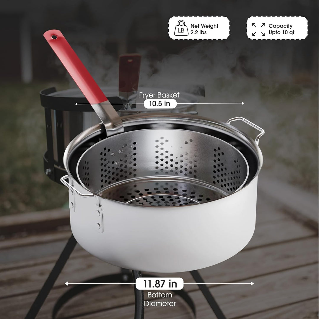 Gas One Aluminium-Fritteuse mit Korb, 10 QT Aluminium-Frittiertopf mit einfachem Griff, langlebige O