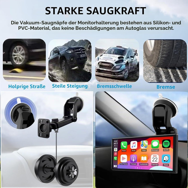 Epronic Flexibel Armaturenbrett Halterung für Wirelss Apple Carplay Bildschirm, Saugnapf Halterung f