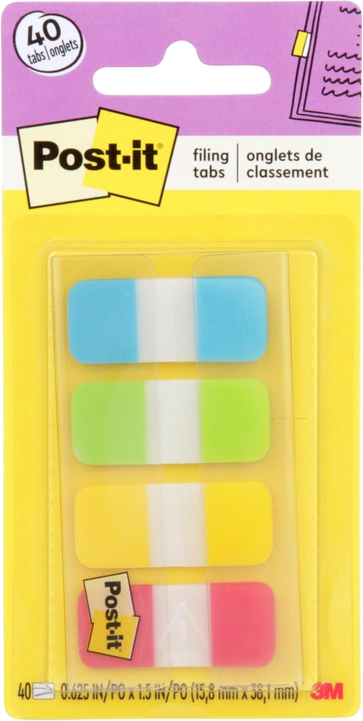 Post-it Tabs, 1,6 cm Solid, Aqua, Gelb, Pink, Violett, langlebig, beschreibbar, repositionierbar, ha