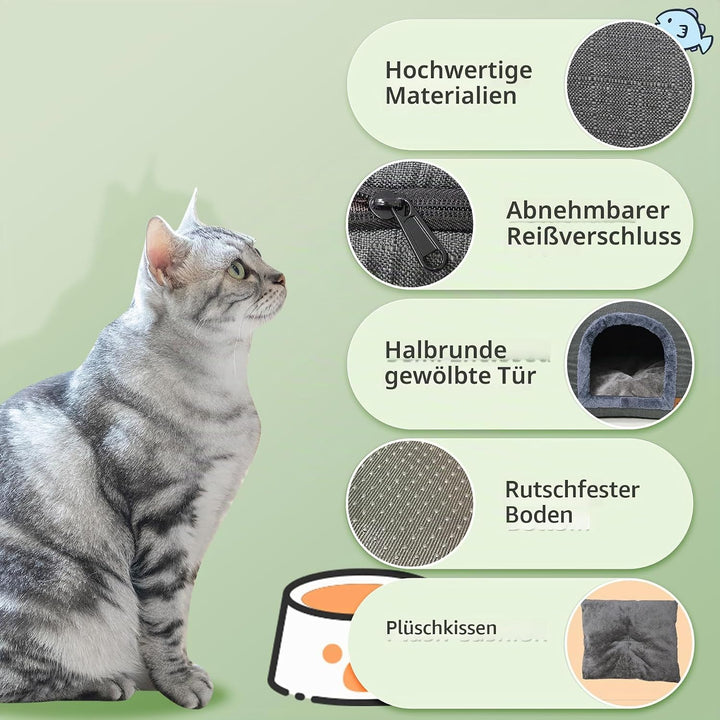 Katzenhöhle für Drinnen Katzen Höhlenbett mit Plüsch Katzenkissen Schlafhaus Haustierhaus Faltbares
