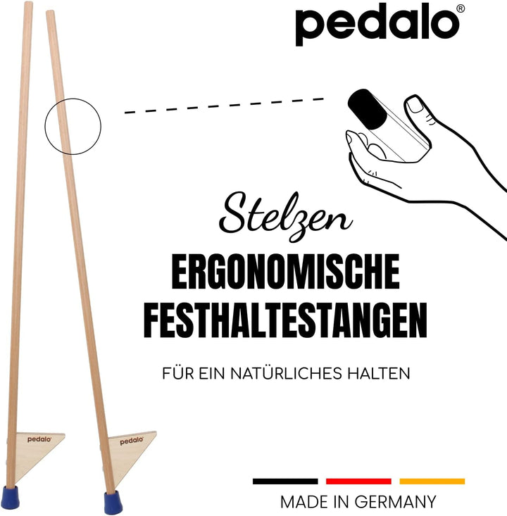 pedalo Stelzen 170 cm I verstellbare Holzstelze I Antirutsch-Gummifuss I extrem stabil für Kinder un