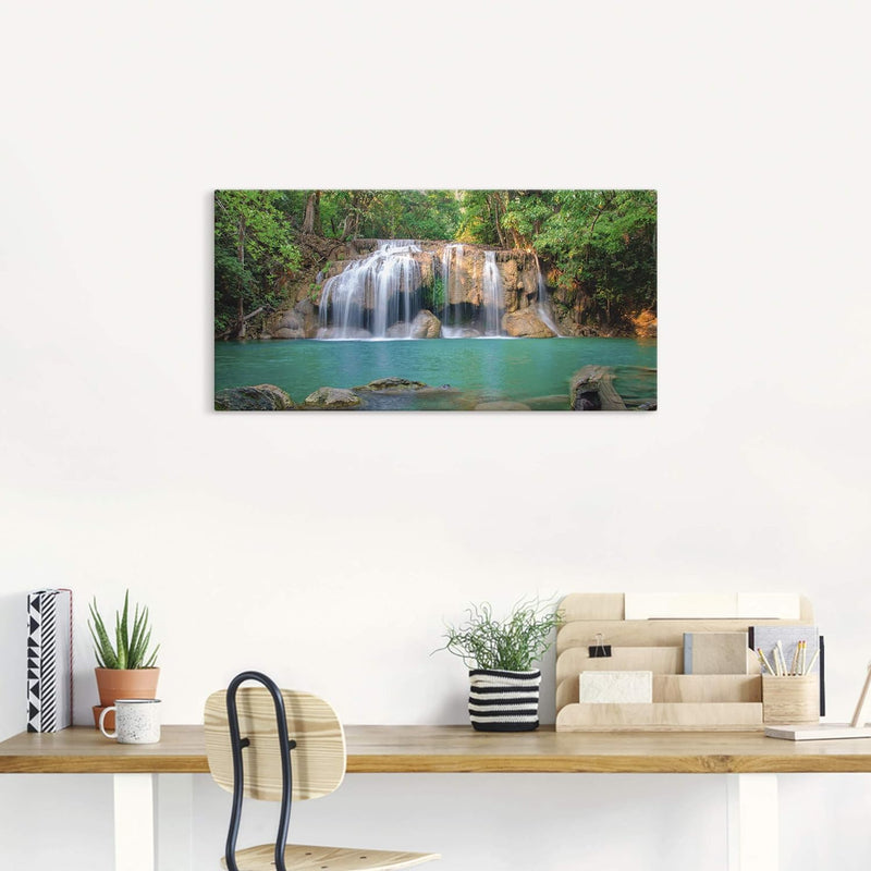 Artland Leinwandbild Wandbild Bild auf Leinwand 100x50 cm Wanddeko Dschungel Urwald Fluss Thailand L