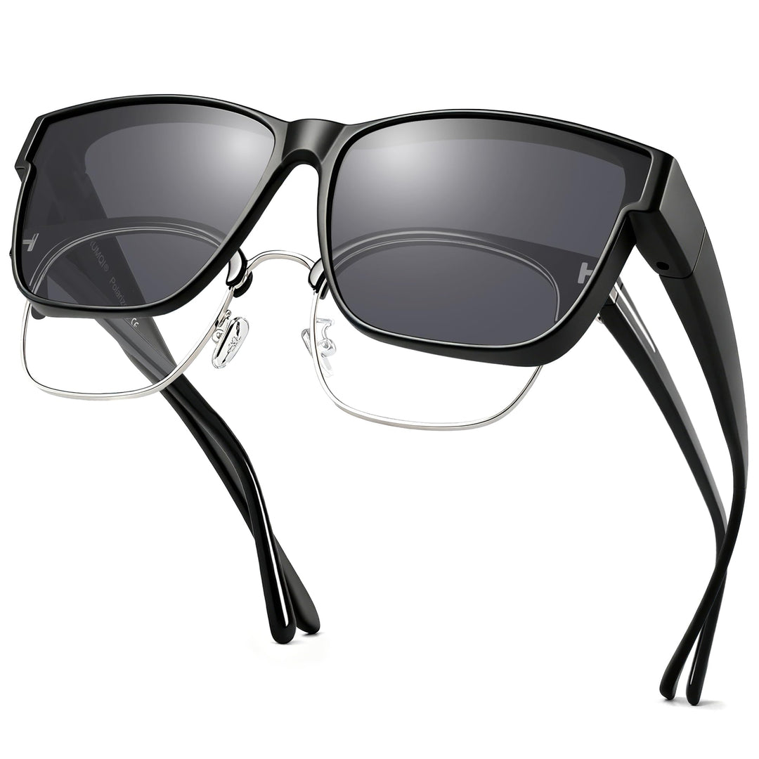 URUMQI Überzieh Sonnenbrille über Normale Brille, Polarisiert Überbrille Sonnenbrille für Brillenträ