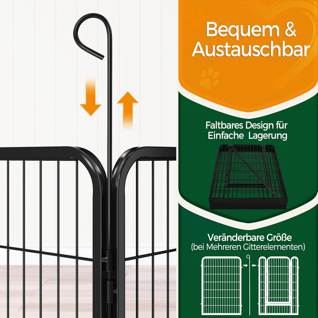 Yaheetech Welpenauslauf 100cm hoch, 6-teilig Welpenlaufstall faltbar mit Tür, Hundelaufstall Freilau