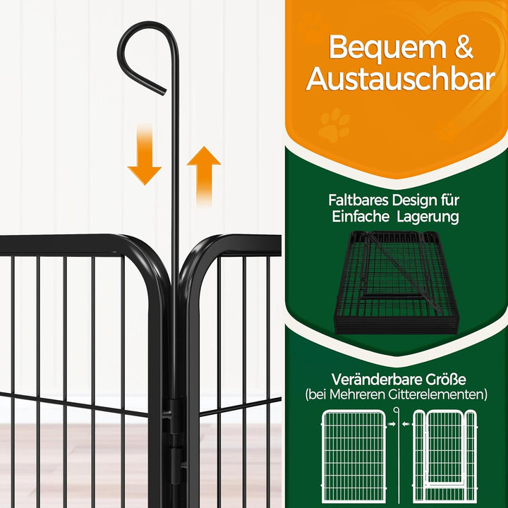 Yaheetech Welpenauslauf 100cm hoch, 6-teilig Welpenlaufstall faltbar mit Tür, Hundelaufstall Freilau