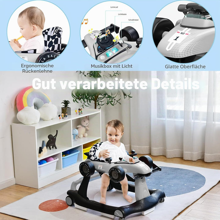 LIFEZEAL Lauflernhilfe Baby Höhenverstellbar &amp; Klappbar, 3 in 1 Babywalker, Baby Gehfrei ab 6 Monate