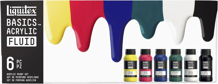Liquitex 3699430 Basics Fluid Acrylfarbe Set mit fliessender Konsiszenz, schnell trocknend, lichtech