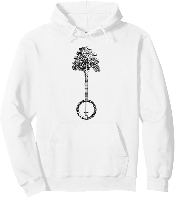 Banjo Tree Minimalist Design Vintage Nature & Music Graphic Pullover Hoodie