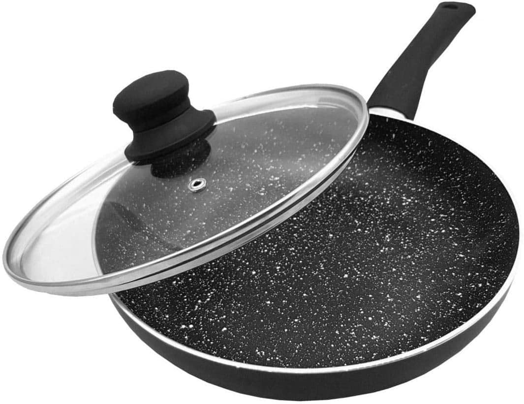 KING HOFF Marmorbeschichtete Pfanne mit Deckel (24 cm), 24 cm