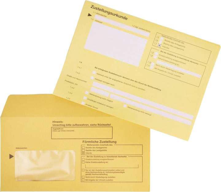 Innere Postzustellungshüllen 50 Stück Förmliche Zustellung Postzustellungsumschläge Menge wählbar 50