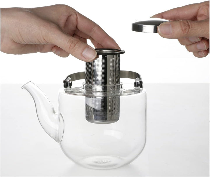 VIVA Scandinavia Teekanne mit Siebeinsatz, Glas Teekocher im Set mit 4 kleinen Tee-Tassen aus Borosi