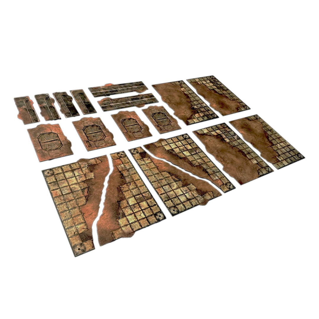 18pcs Footprints Terrain Bases for WH40K Tournament 11th Edition - Aus Kunstleder
