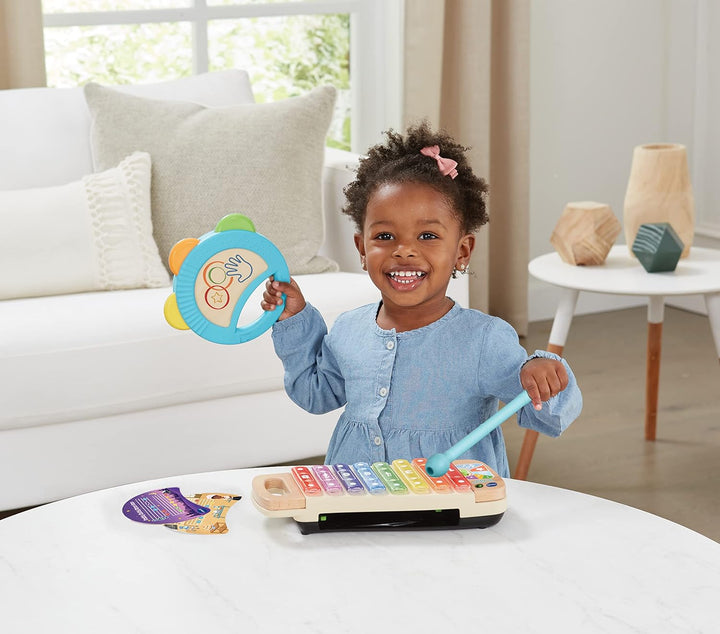 VTech Baby interaktives Holzxylophon mit Tamburin – leuchtendes Musikspielzeug aus 100 % FSC®-Holz –
