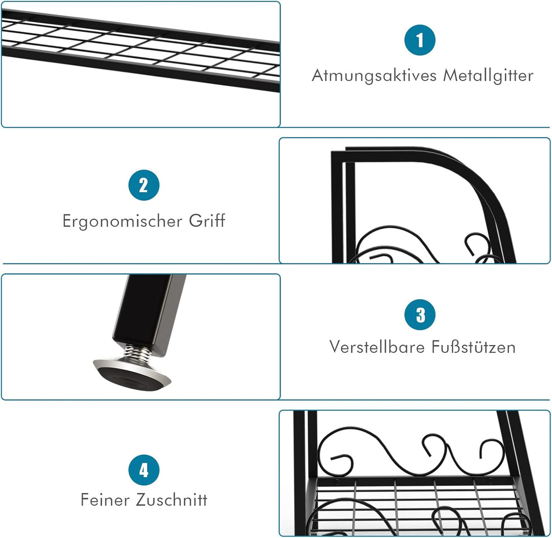 GOPLUS 2-Stufige Metall Blumentreppe, Pflanzenregal mit Griff, Pflanzentreppe, Blumenregal Pflanzens