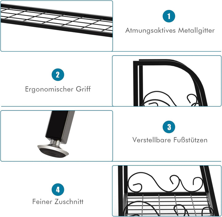 GOPLUS 2-Stufige Metall Blumentreppe, Pflanzenregal mit Griff, Pflanzentreppe, Blumenregal Pflanzens