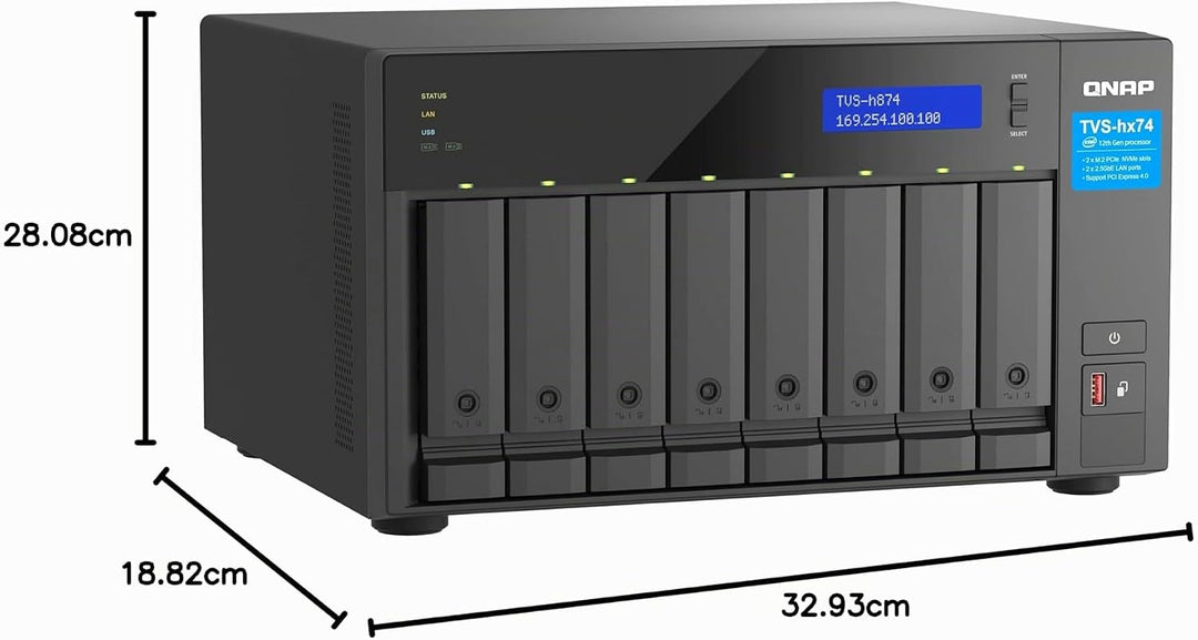 Qnap TVS-h874-i5-32G |Intel Core i5 Prozessor, 32 GB RAM, PCIe Gen 4, Schwarz, 8 Bay 8-bay 32GB RAM,