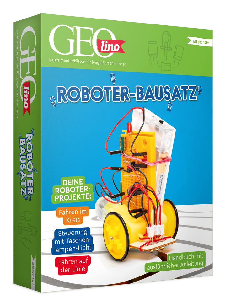 Franzis 67158 - GEOlino Roboter Bausatz, inkl. Handbuch mit ausführlicher Anleitung, ohne Löten, für