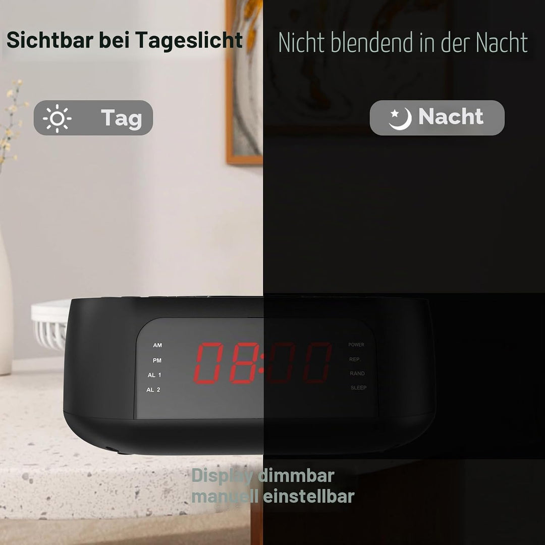 Fockety CD-Player-Wecker mit Fernbedienung, Bluetooth-Radiowecker mit Lautsprecher, UKW-Radio, Timer