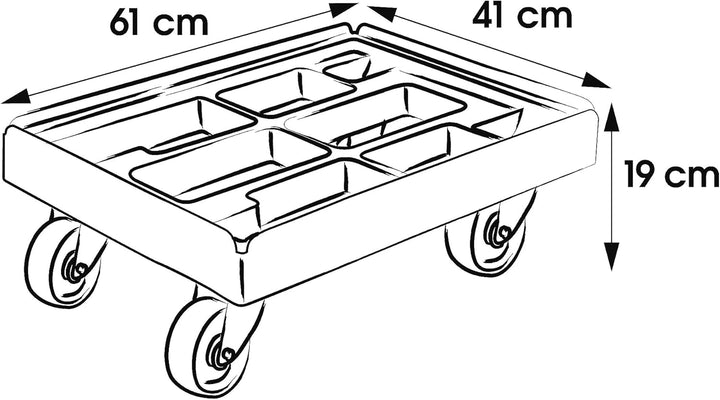keeeper Transportroller für Transportboxen- und Körbe, Tragkraft bis 300 kg, 61 x 41 x 19 cm, Rolf,