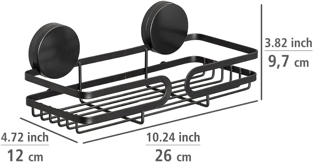 WENKO Static-Loc® Plus Wandablage Pavia Schwarz, Badezimmerregal, Befestigen ohne bohren, sicherer H