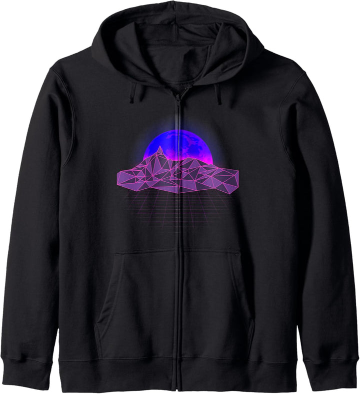Vaporwave Aesthetic Retro Moon Mountains Vaporwave Geometry Kapuzenjacke