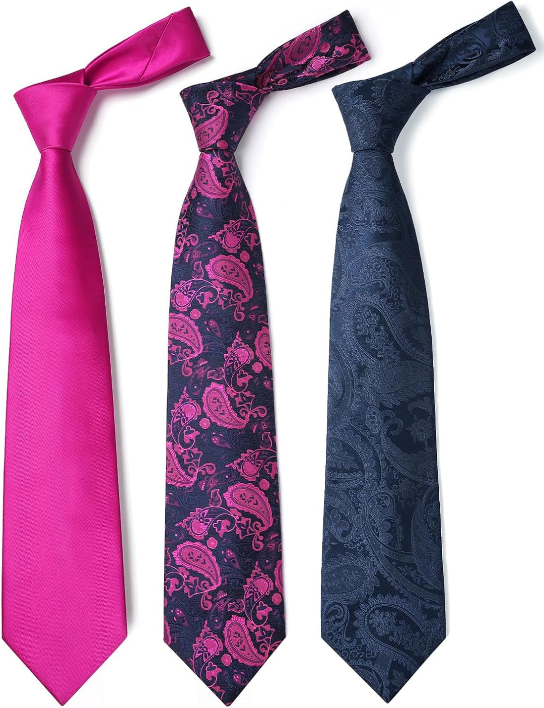 HISDERN Los 3 Stck Herren Krawatte Klassisch Elegante Krawatten und Einstecktuch Seidenkrawatte Set