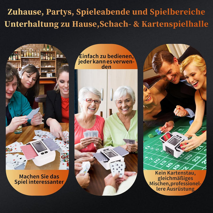 Buldoospok Wiederaufladbar Automatischer Kartenmischer 1-2 Deck, Geräuscharm Elektrische Mischmaschi