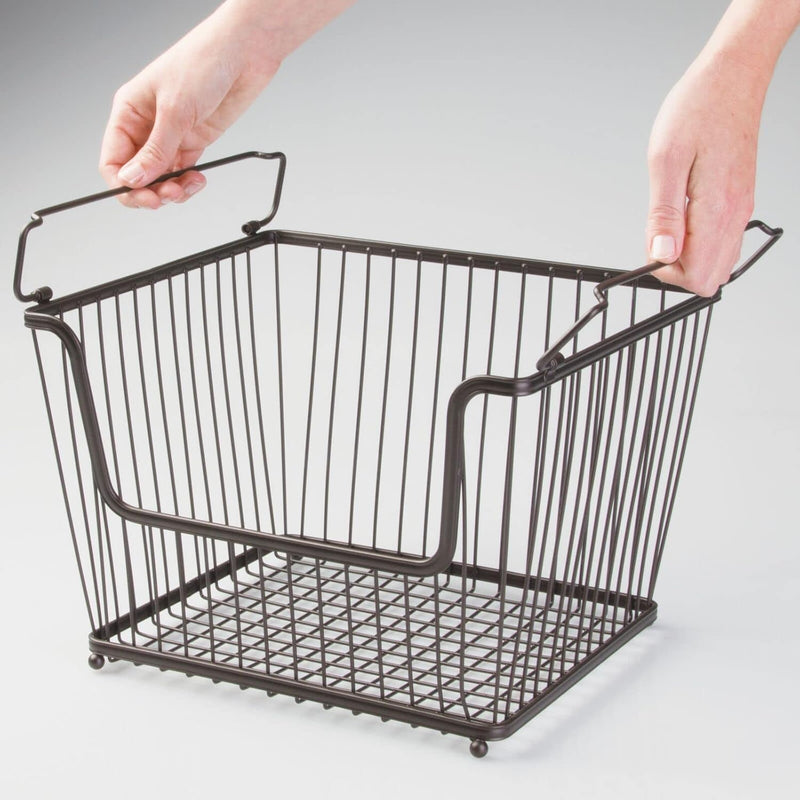mDesign 3er-Set Allzweckkorb (gross) – der stapelbare Aufbewahrungskorb aus Metall – grosser, offene