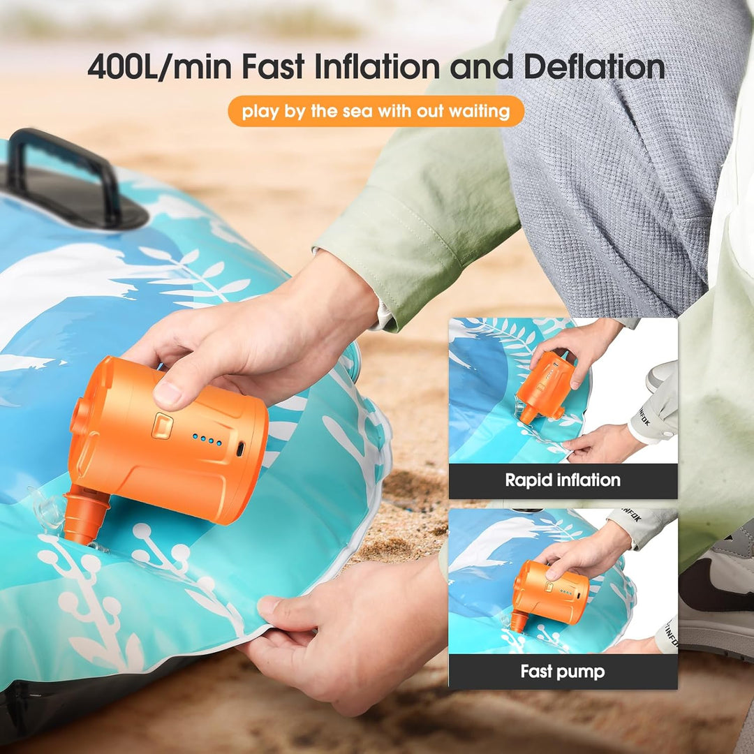 Elektrische Luftpumpe,5200mAh Wiederaufladbare Akku Luftpumpe Planschbecken Pool Kinder,Mini Luftpum