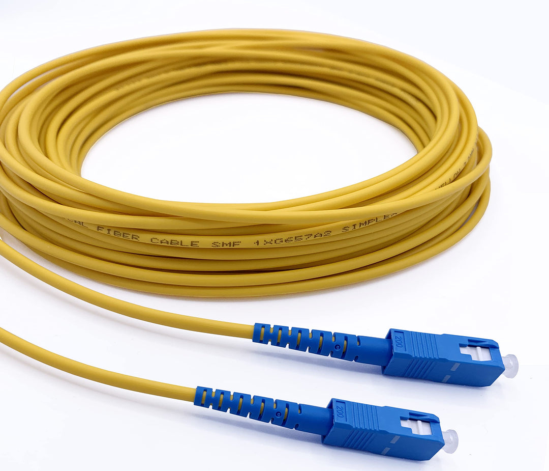 Elfcam® - 50m Glasfaserkabel SC/UPC auf SC/UPC Stecker, Simplex Singlemode 9/125μm OS2 Patchkabel, G