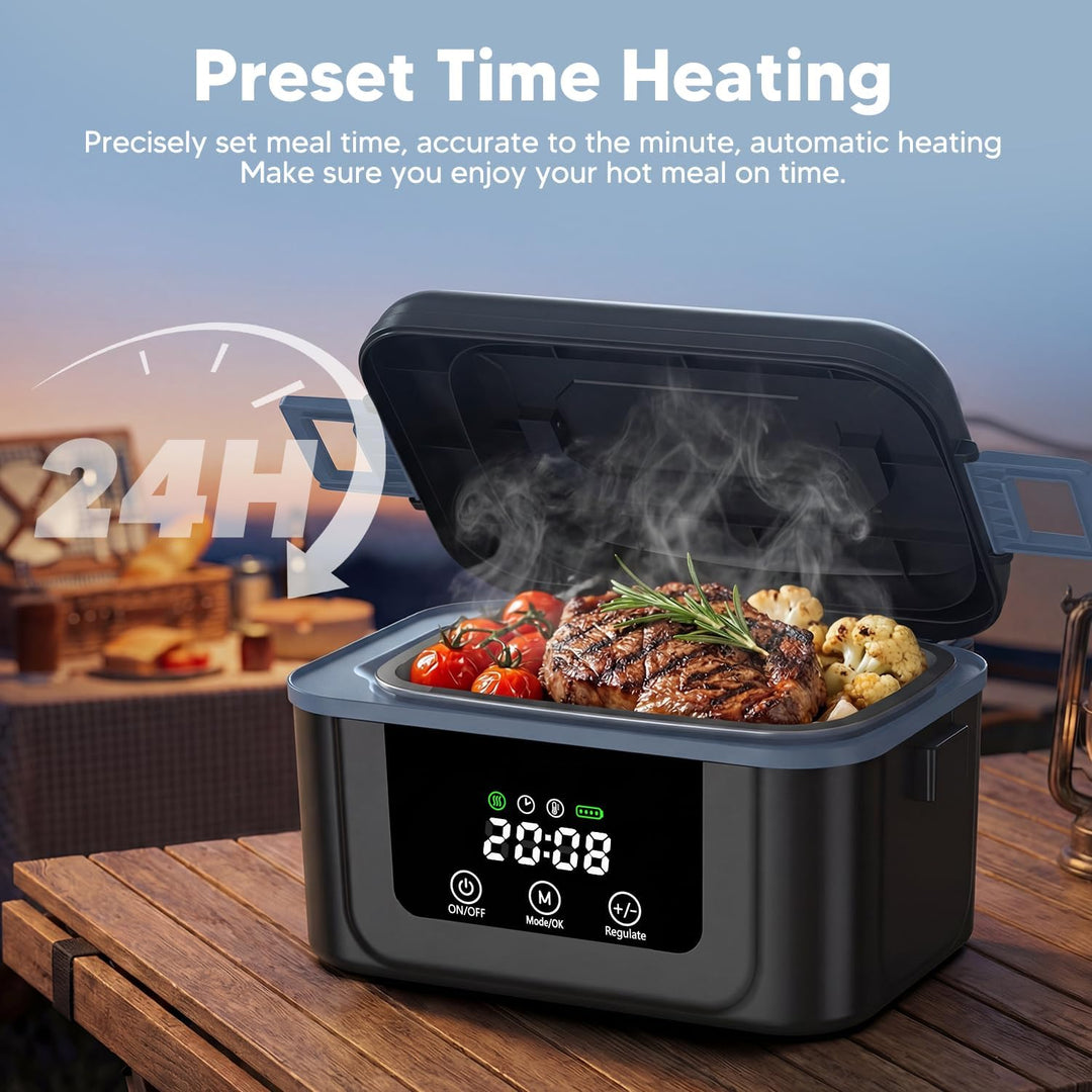 Elektrische Lunchbox mit Akku, 2026 Upgrade Electric Lunch Box mit Display & Eiskristallbox, 1,5L Wi