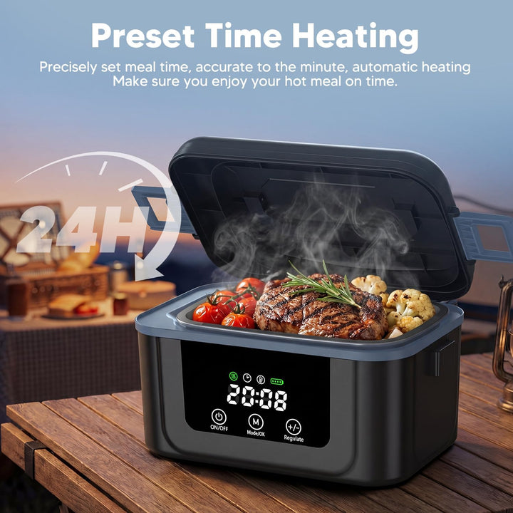 Elektrische Lunchbox mit Akku, 2026 Upgrade Electric Lunch Box mit Display & Eiskristallbox, 1,5L Wi