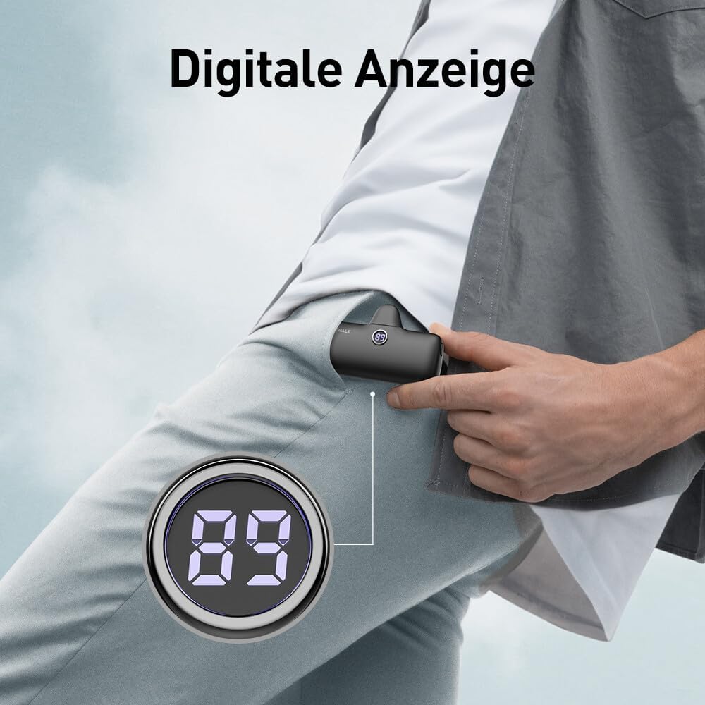 iWALK Powerbank 4800mAh,USB-C Ausgabe & Eingabe, 20W Schnellladung Tragbares Ladegerät, Petit Extern