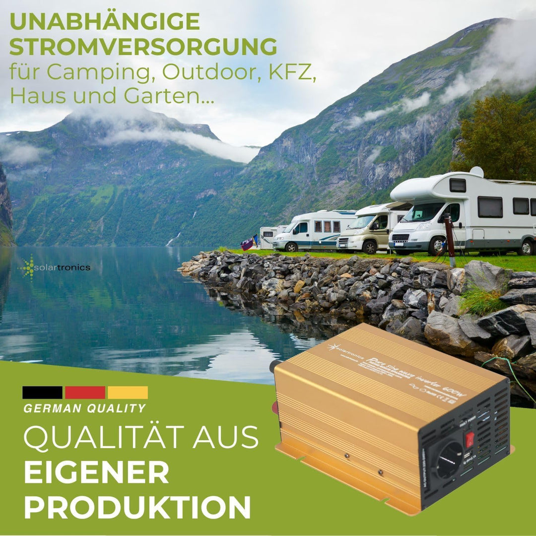 Wechselrichter - Spannungswandler 12V 300 bis 3000 Watt reiner SINUS mit echtem Power USB 2.1A Gold