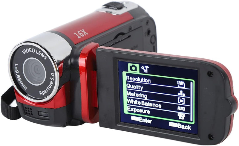 Handheld-Videocamcorder, 1080P 16MP DV-Kamera 16x Digitalzoom-Videokamera mit Drehbarem 2,7-Zoll-TFT