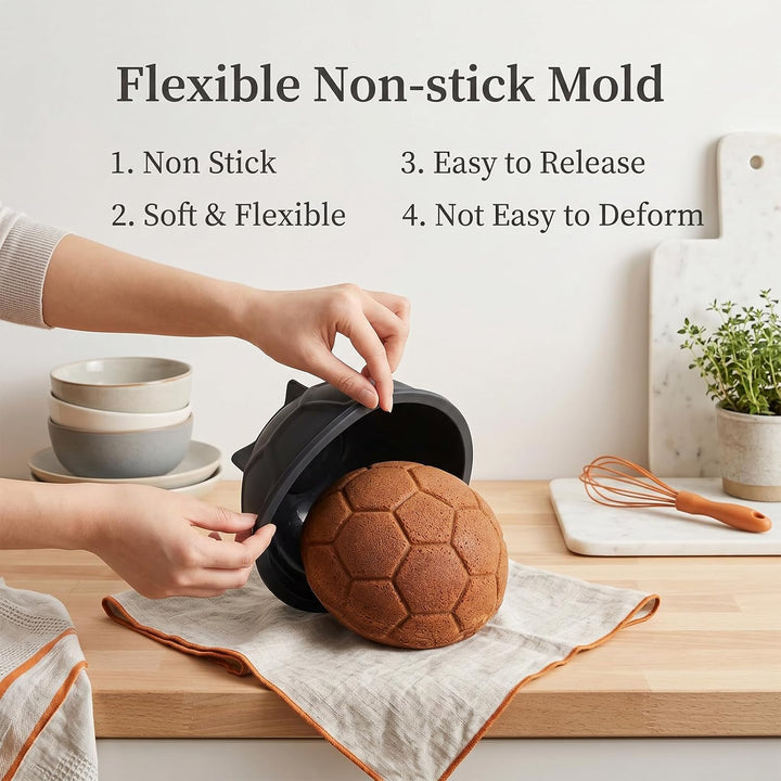 VINATO 3 in 1 Halbkugel Silikonform 2 Stück Brotformen zum Backen Silikon Backform mit Sockel Antiha