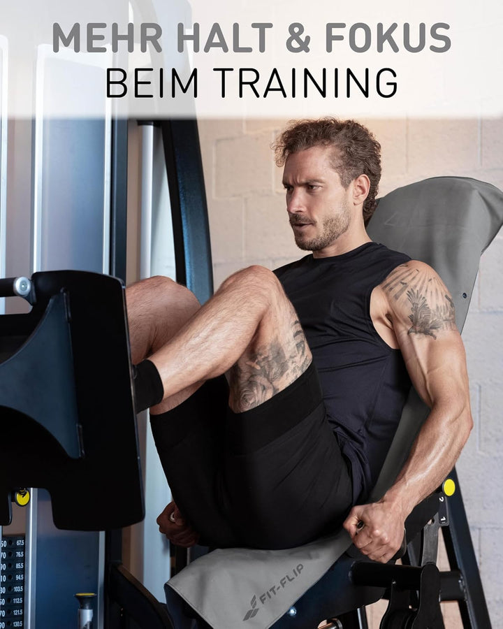 Fit-Flip Fitness Handtuch - mit Magnet und Reissverschluss Tasche - Gym Handtuch aus Mikrofaser für