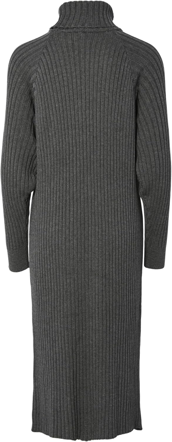 YAS Damen Yasmavi Knit Midi Rollneck Dress S. Noos Strickkleid XS Medium Grey Melange, XS Medium Gre