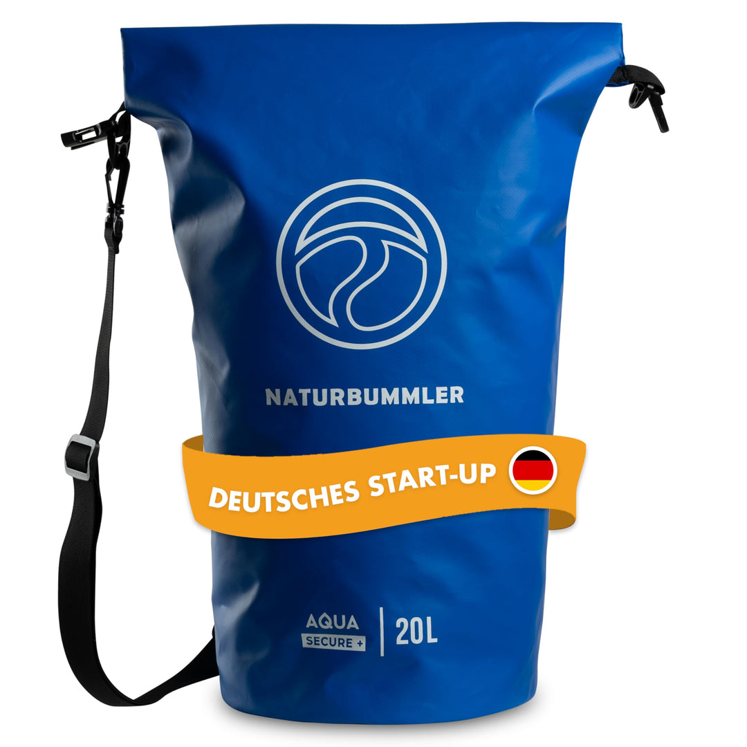 NATURBUMMLER Dry Bag 20L [Aqua Secure+] 100% wasserdichte Tasche mit Schultergurt & Rucksackfunktion