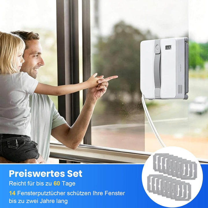 14 Stück Reinigungspad für ECOVACS WINBOT Mini 2 Fensterputzroboter, Waschbare Mikrofaser Wischtüche