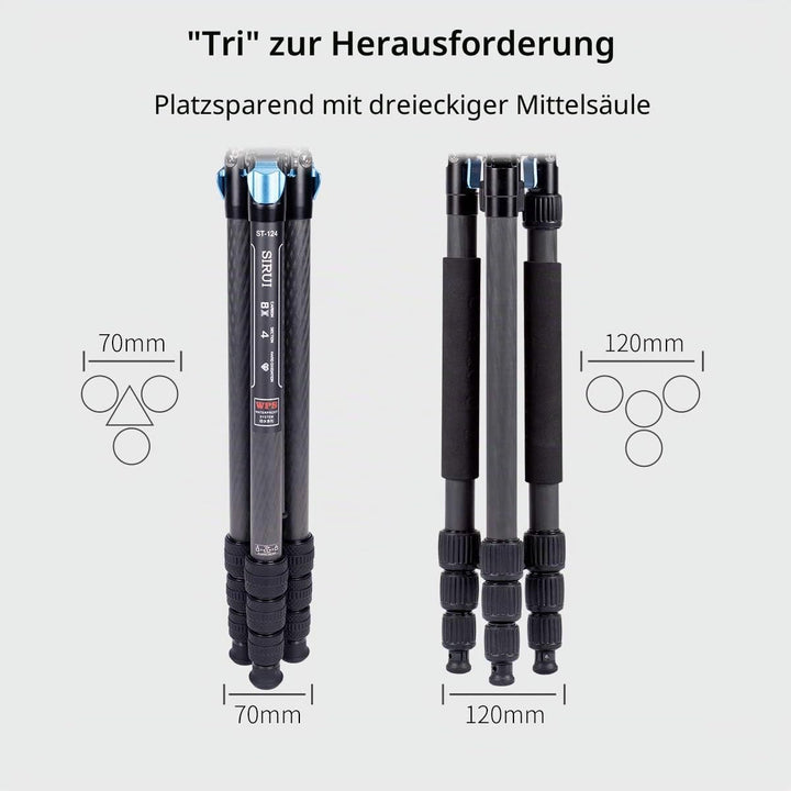 SIRUI ST-124+ST-10X Wasserdichtes Carbon-Kamera-Stativ mit 360°Kugelkopf, Professionelles Carbonfase