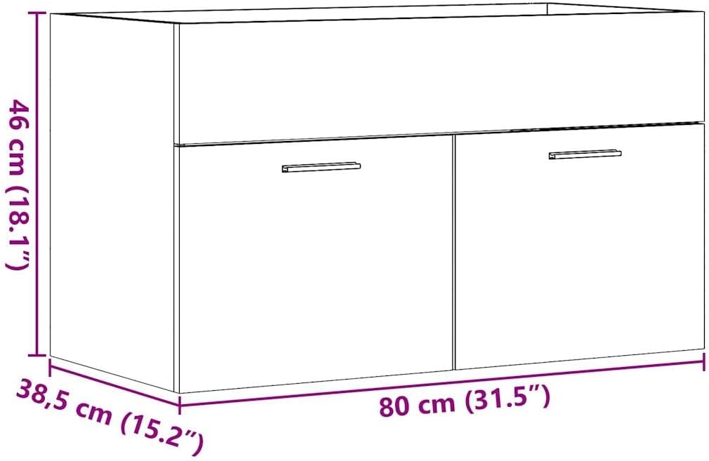 vidaXL Waschbeckenunterschrank Altholz-Optik 80x38,5x46 cm 80 x 38.5 x 46 cm Altholz, 80 x 38.5 x 46
