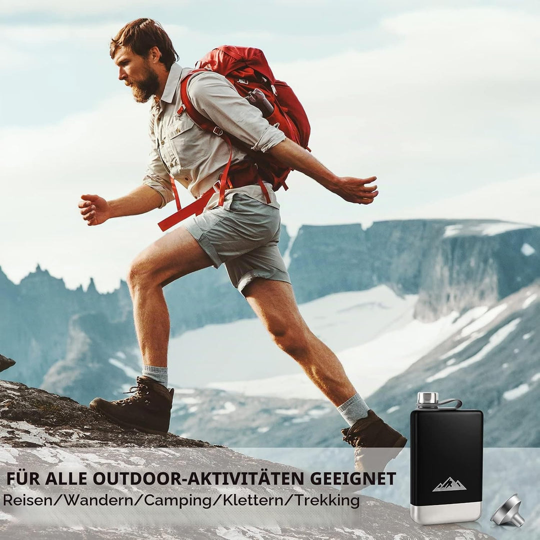 KWANITHINK Flachmann Edelstahl, 8oz/227ml Hip Flask Mit Trichter, Vatertagsgeschenk, Geschenk Für Mä