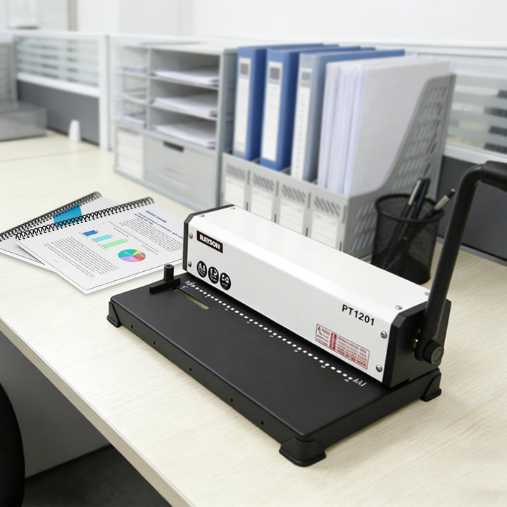 RAYSON Bindemaschine, 12 Blatt Stanzen, 34 Löcher, A4, Robuste Metallkonstruktion, Verwendung mit Sp