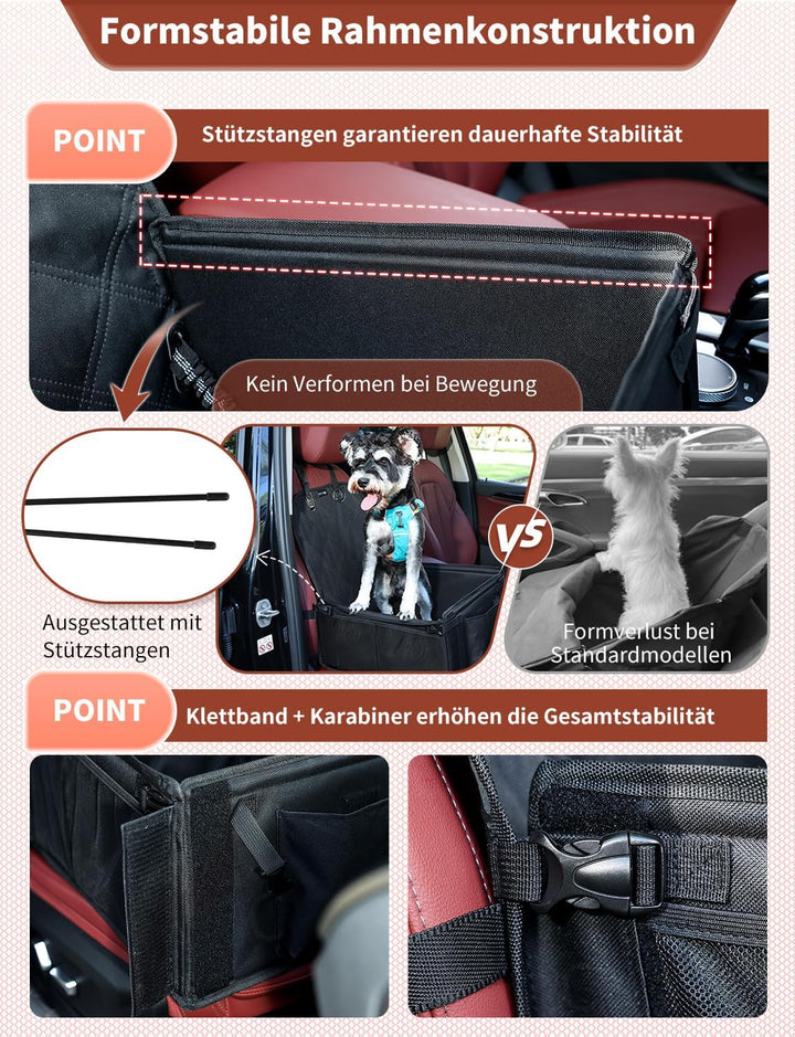 KYG Hundeautositz - Besonders Stabil, Wasserdicht, rutschfest &amp; Kratzfest für Kleine Hunde - Für Bei