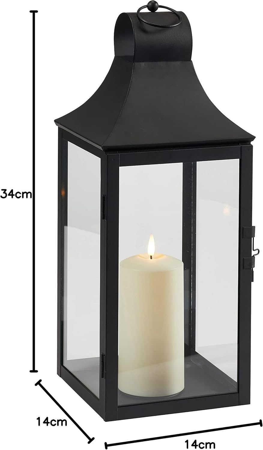 Lights4fun Metall Laterne Albury mit TruGlow LED Kerze Aussenbereich 34cm