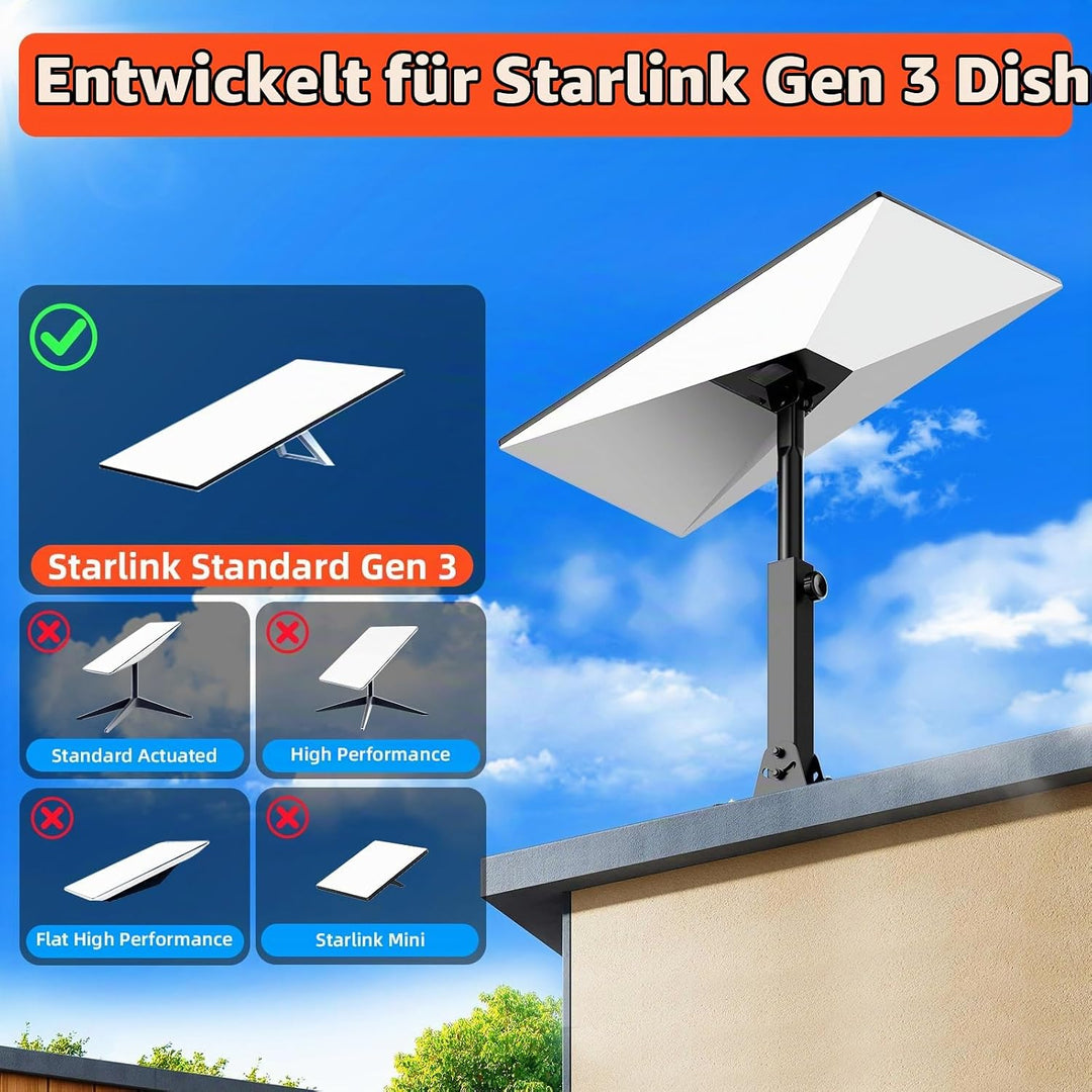 Starlink Dachhalterung für Gen 3,Verstellbare Starlink Gen 3 Halterung Dach Ziegel mit Rohradapter f